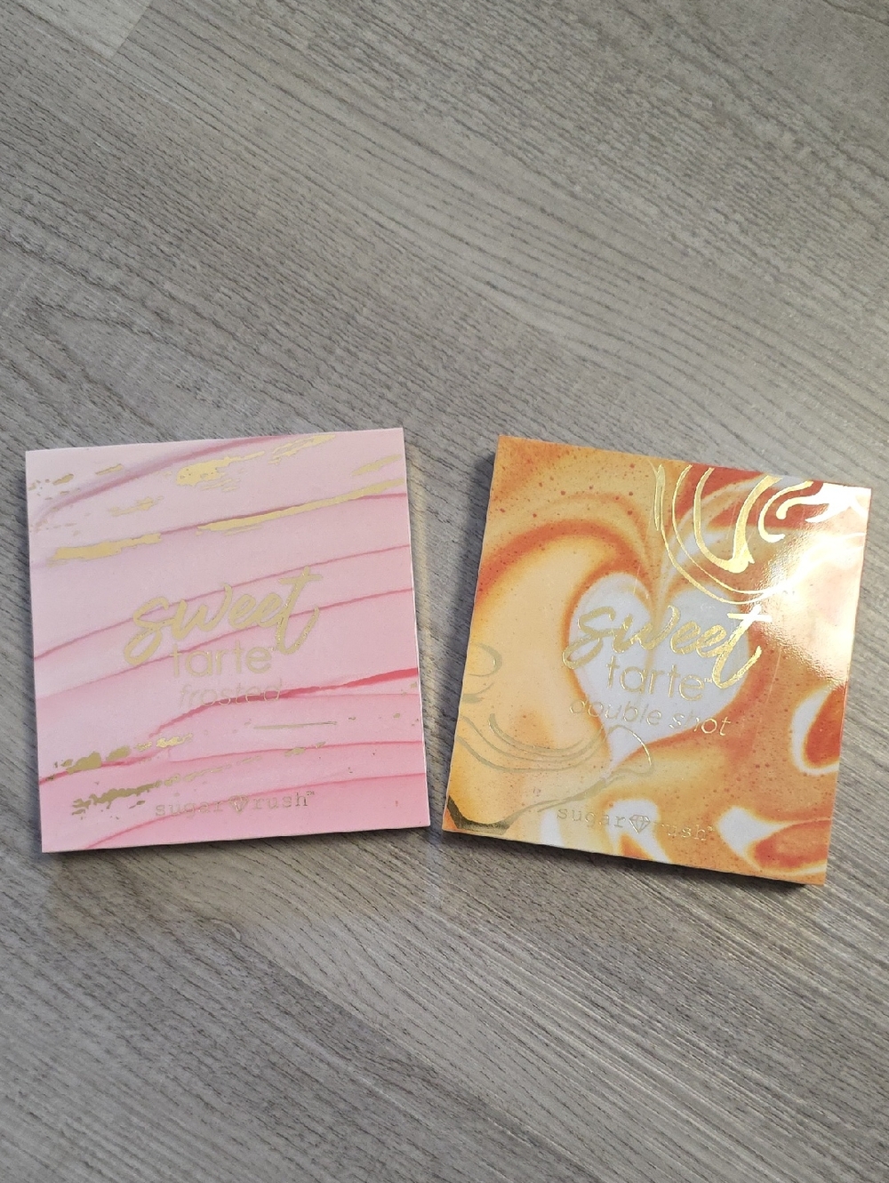 Tarte Sweet Mini Palettes — Pink & Marbled Orange Gold Logo